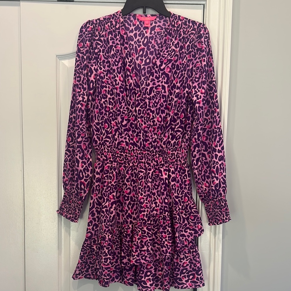 Lilly Pulitzer Pink and Black Leopard Print Dress